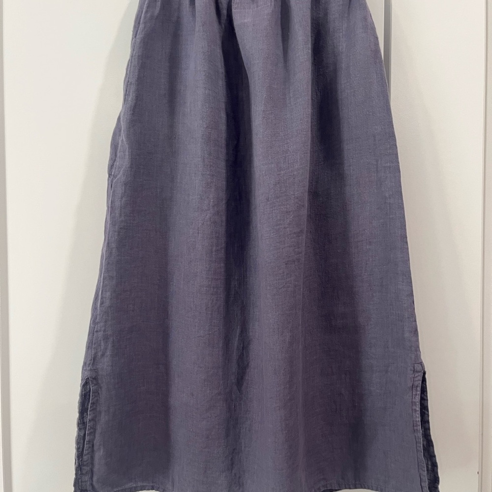 Flax Slate-Lavender Drawstring Midi Skirt size medium/large elastic waist - Picture 5 of 6